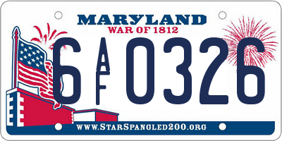MD license plate 6AF0326