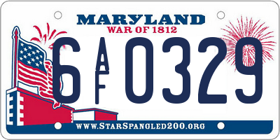 MD license plate 6AF0329