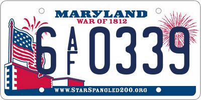 MD license plate 6AF0339