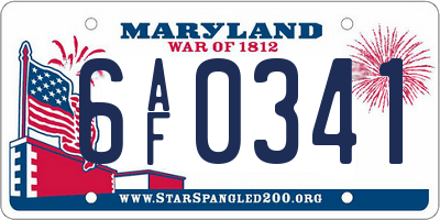 MD license plate 6AF0341