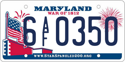 MD license plate 6AF0350