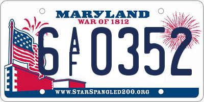 MD license plate 6AF0352