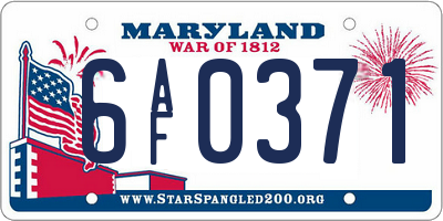 MD license plate 6AF0371