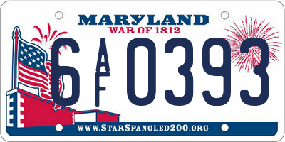 MD license plate 6AF0393