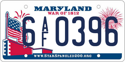 MD license plate 6AF0396
