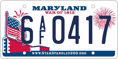MD license plate 6AF0417