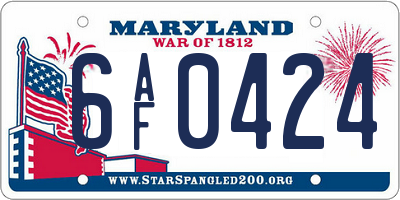 MD license plate 6AF0424
