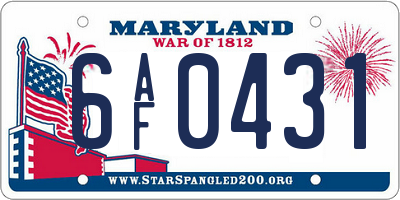 MD license plate 6AF0431