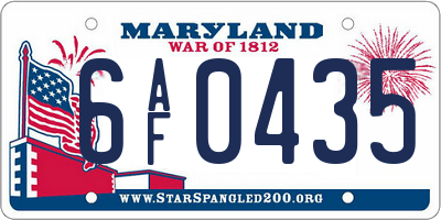MD license plate 6AF0435