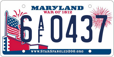 MD license plate 6AF0437