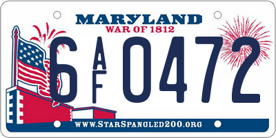 MD license plate 6AF0472