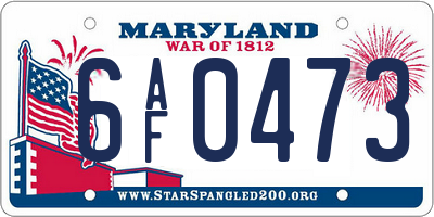 MD license plate 6AF0473