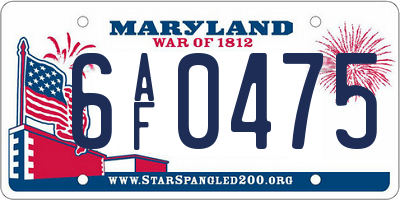 MD license plate 6AF0475