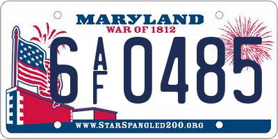 MD license plate 6AF0485