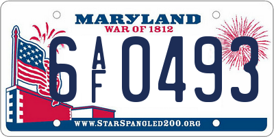 MD license plate 6AF0493