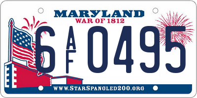 MD license plate 6AF0495