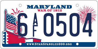 MD license plate 6AF0504