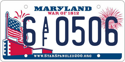 MD license plate 6AF0506