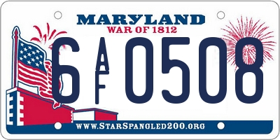 MD license plate 6AF0508