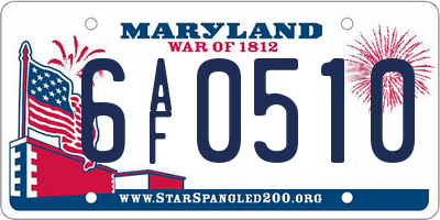 MD license plate 6AF0510