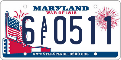 MD license plate 6AF0511