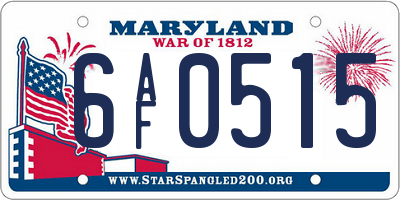 MD license plate 6AF0515