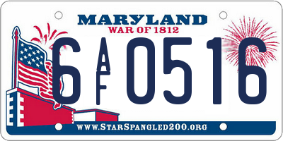 MD license plate 6AF0516
