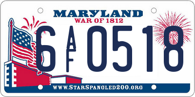 MD license plate 6AF0518
