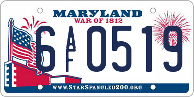 MD license plate 6AF0519