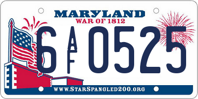 MD license plate 6AF0525