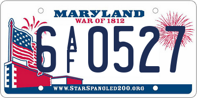 MD license plate 6AF0527