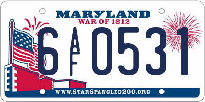 MD license plate 6AF0531
