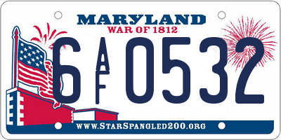 MD license plate 6AF0532