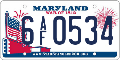 MD license plate 6AF0534