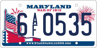 MD license plate 6AF0535