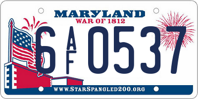 MD license plate 6AF0537