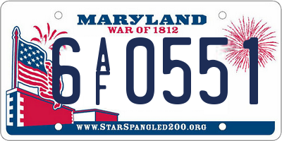 MD license plate 6AF0551