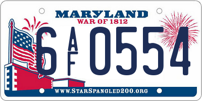 MD license plate 6AF0554
