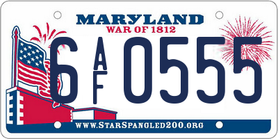 MD license plate 6AF0555