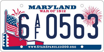 MD license plate 6AF0563