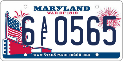 MD license plate 6AF0565