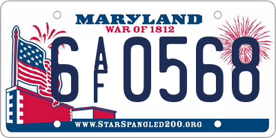 MD license plate 6AF0568