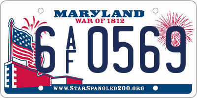 MD license plate 6AF0569