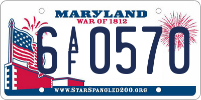 MD license plate 6AF0570
