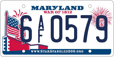 MD license plate 6AF0579