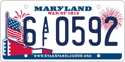 MD license plate 6AF0592