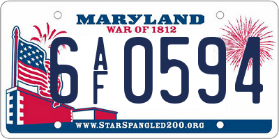 MD license plate 6AF0594