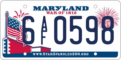 MD license plate 6AF0598