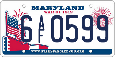 MD license plate 6AF0599