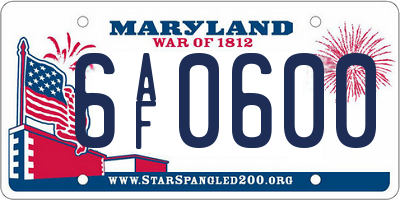 MD license plate 6AF0600